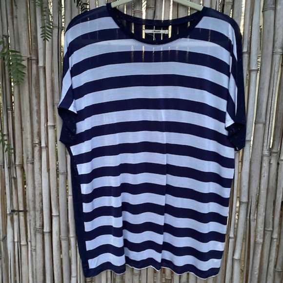J BRAND ‣Striped Noli Cap Sleeve Semi-Sheer Tee M - Picture 2 of 7